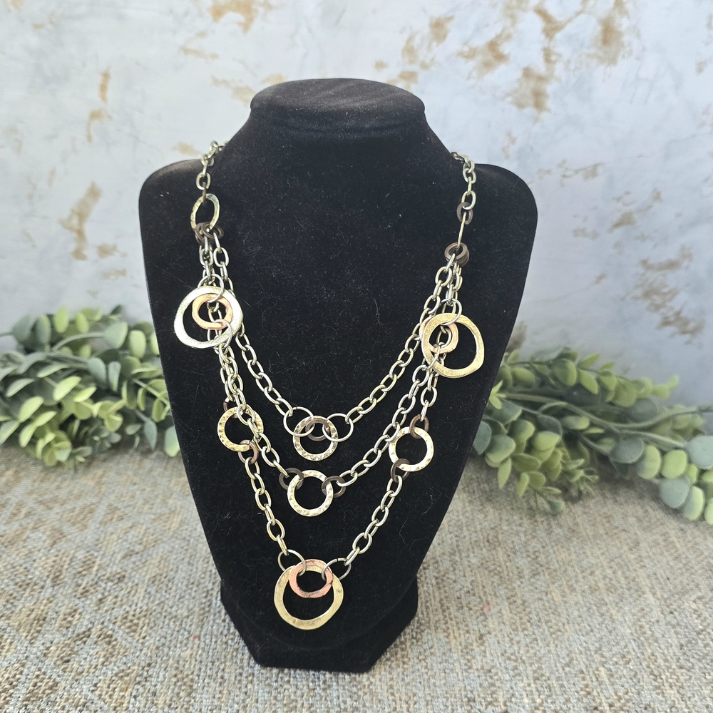 Elegant Gold and Silver Multi-Layer Necklace